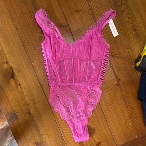 Victoria's Secret Fuchsia Lace Bodysuit